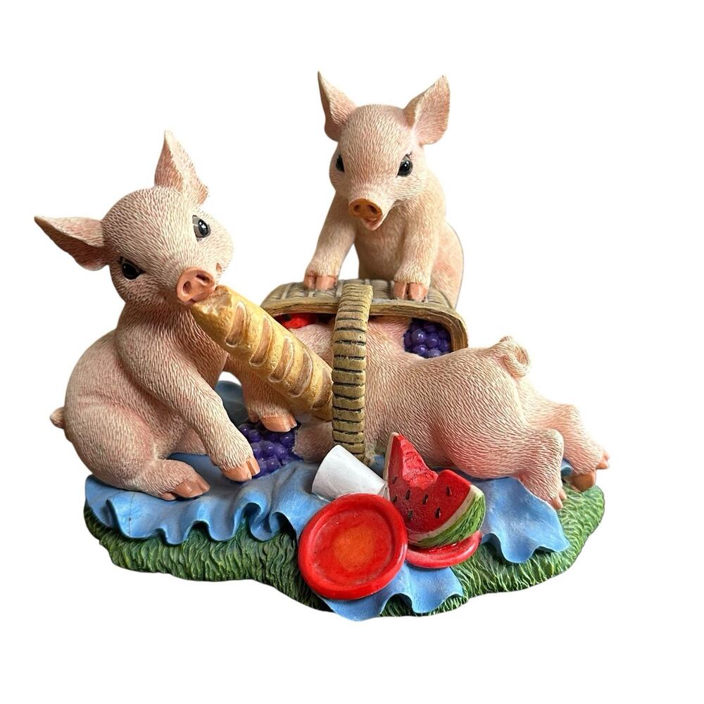 The Hamilton Collection Figurine Pig-nic Time Farm Livin’ Piglets Collection
